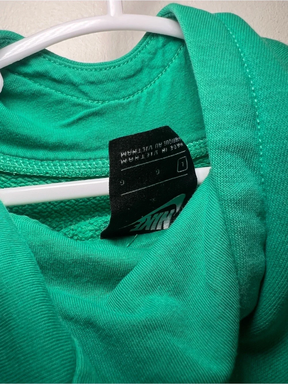 Nike Boys Pullover Hoodie Large Green Logo Sweatshirt Pocket